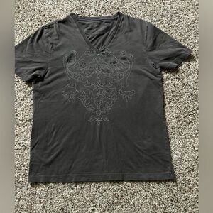 Banana Republic Women’s Gray GraphicTee Shirt Short Sleeve V-Neck Size Medium